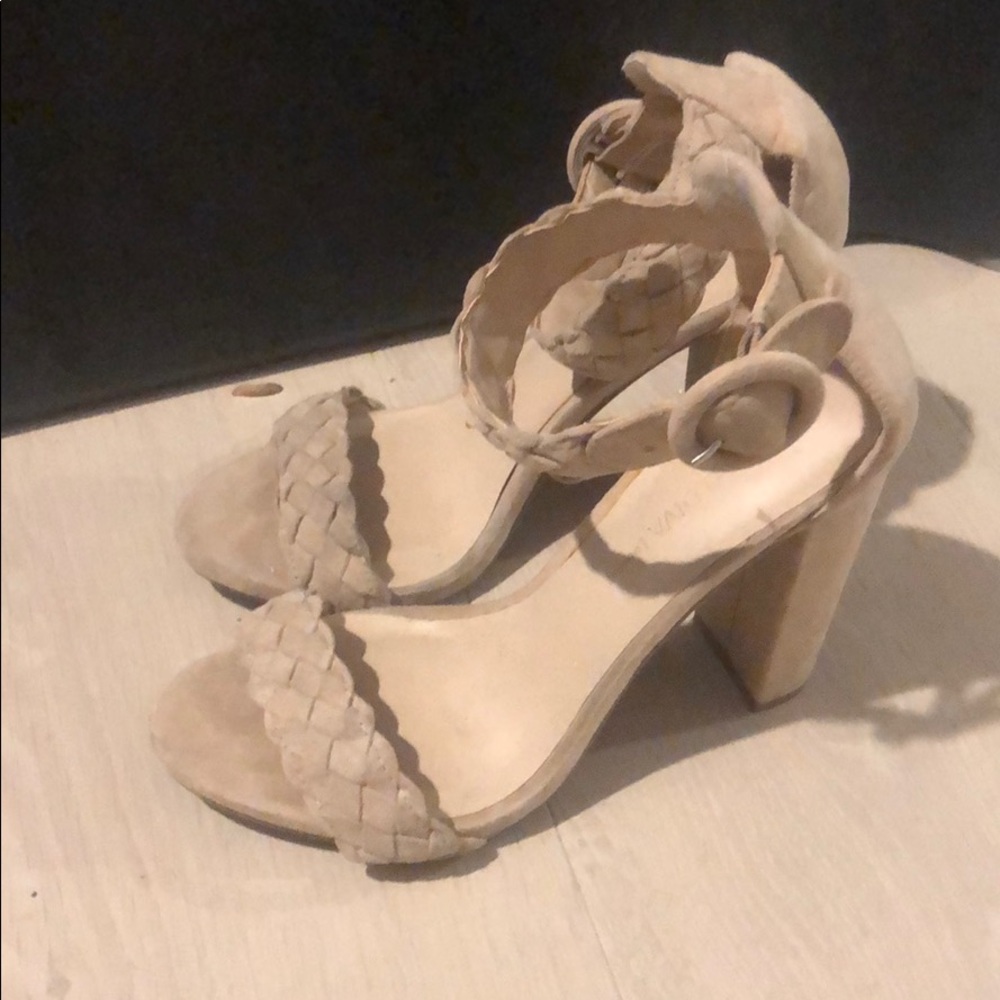 Nude ankle strap heels